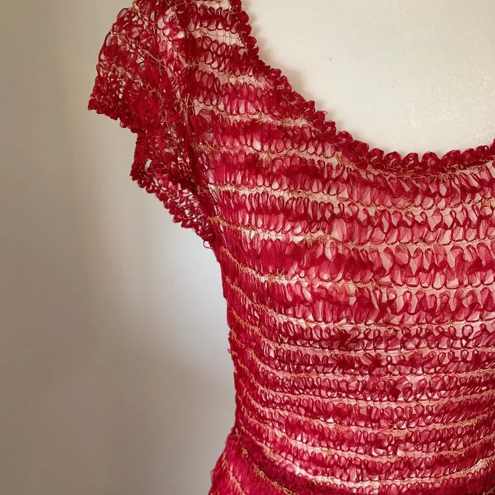1950s Raspberry Ribbon Dress - Picture 4 of 6
